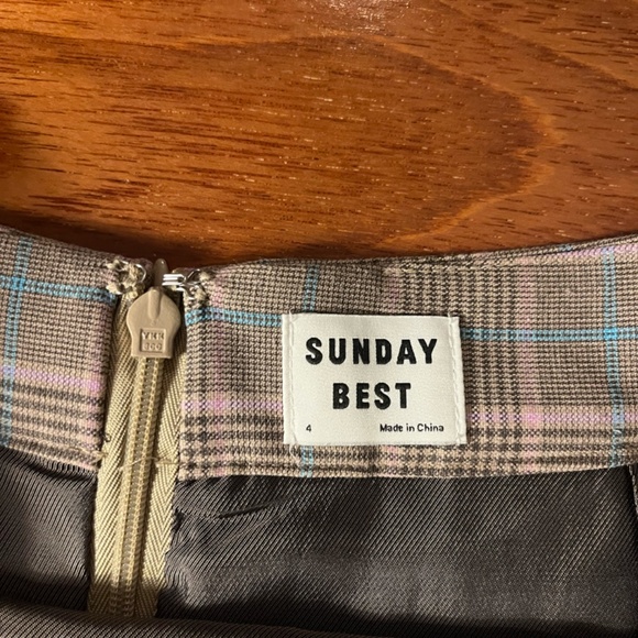 Aritzia Pleated Plaid "Olive" Mini Skirt - Picture 3 of 3